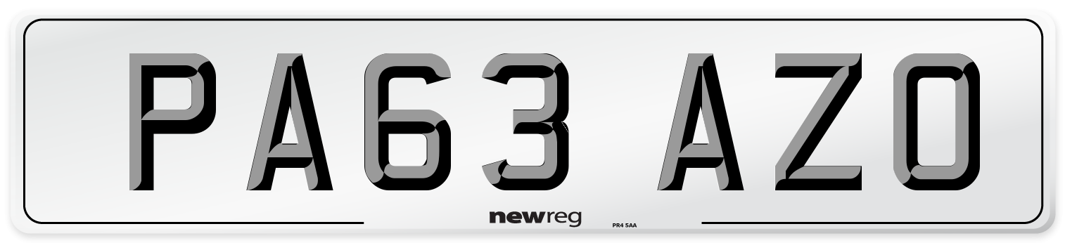 PA63 AZO Number Plate from New Reg